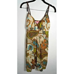 Vintage Shes Cool Women Dress M Brown Paisley Babydoll Strappy Y2K Vintage 90's